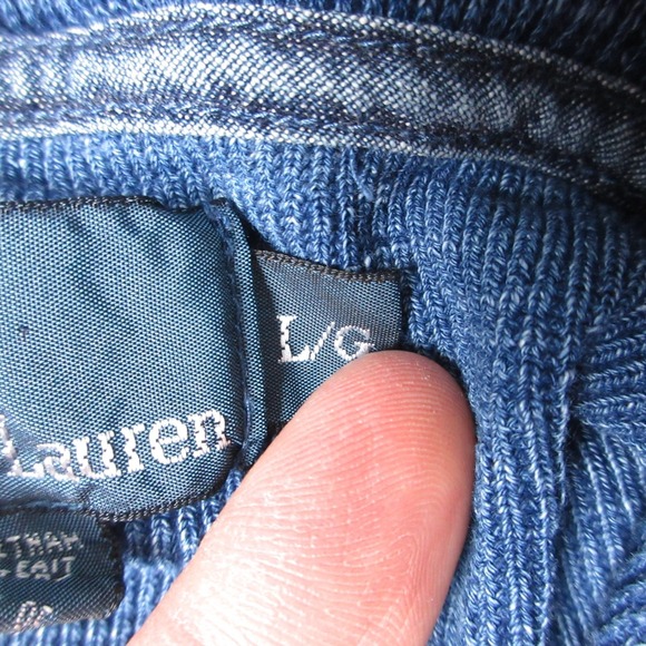 Polo Ralph Lauren Sweater Mens Large Blue Waffle Knit Pullover Hoodie Sweatshirt - Picture 4 of 8